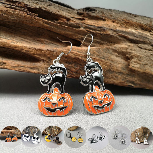 Halloween Funny Earrings Female Personality Ghost Pumpkin Bat Cartoon Jewelry - Bargain Boutique 