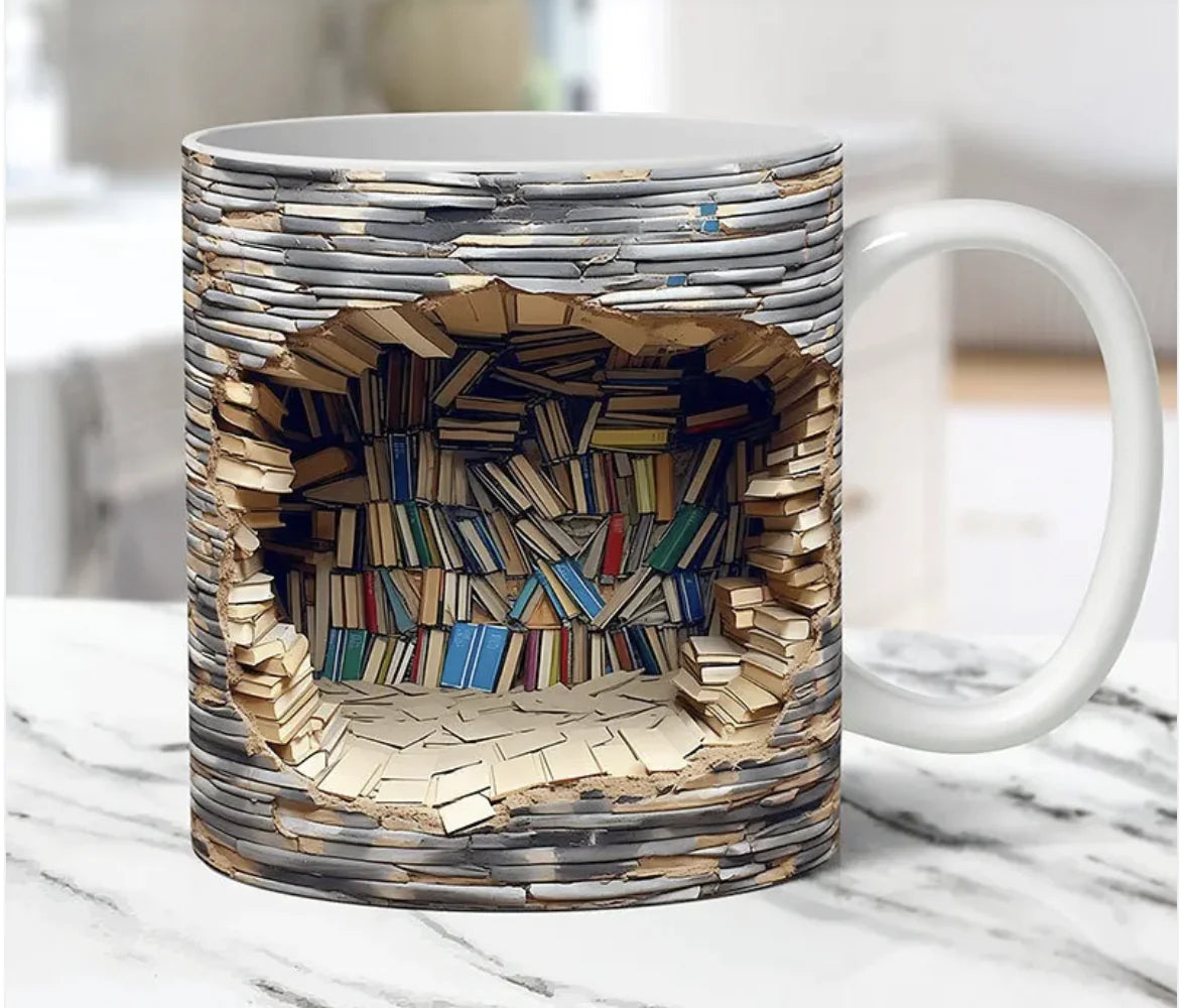 Ceramic 3D Bookshelf Mug Creative Space Design - Bargain Boutique 