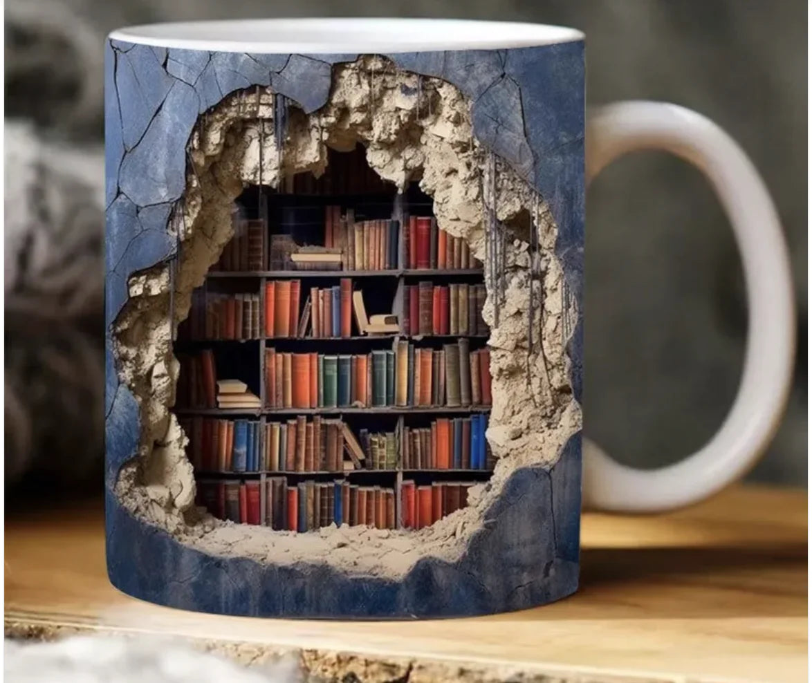 Ceramic 3D Bookshelf Mug Creative Space Design - Bargain Boutique 