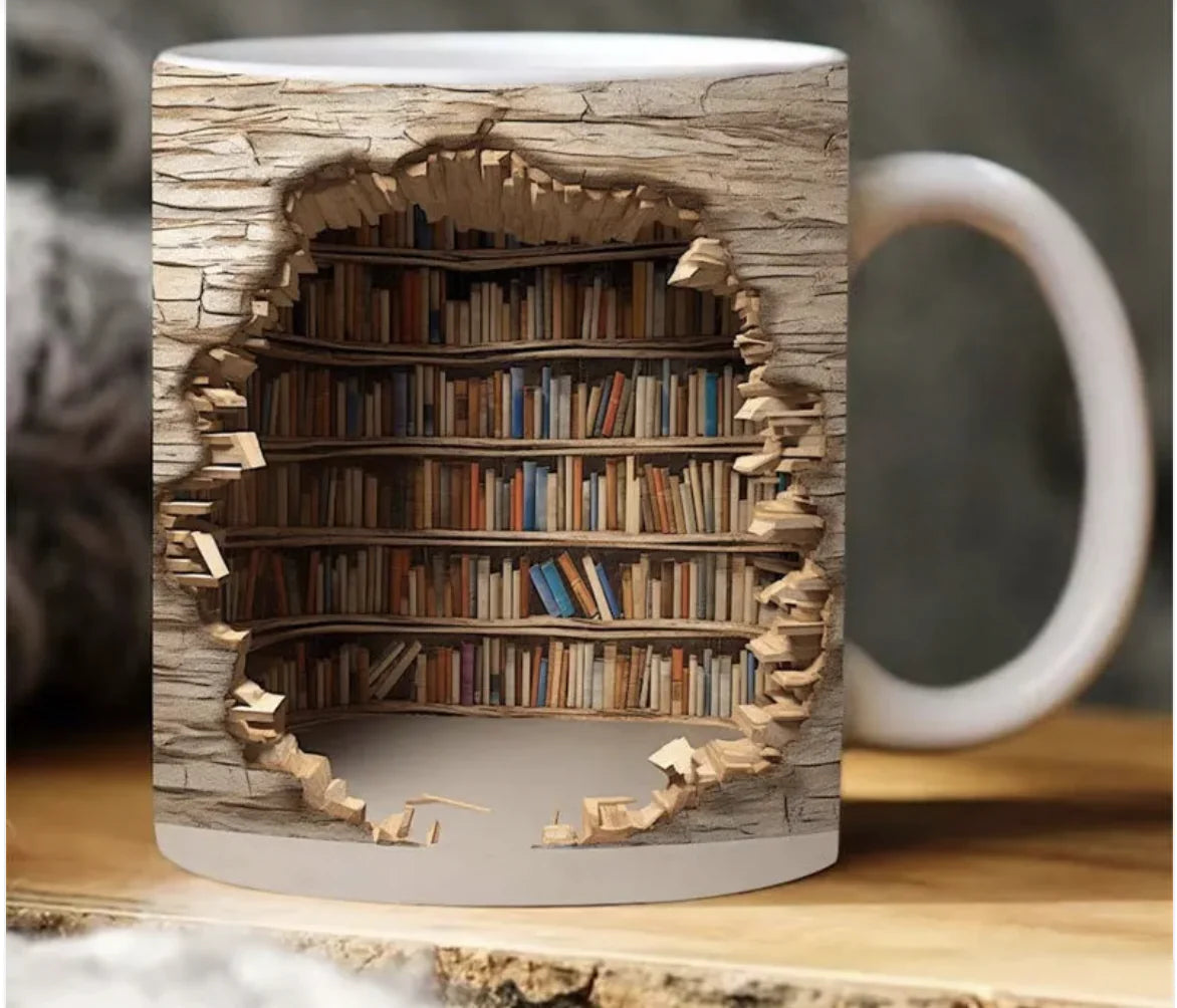 Ceramic 3D Bookshelf Mug Creative Space Design - Bargain Boutique 